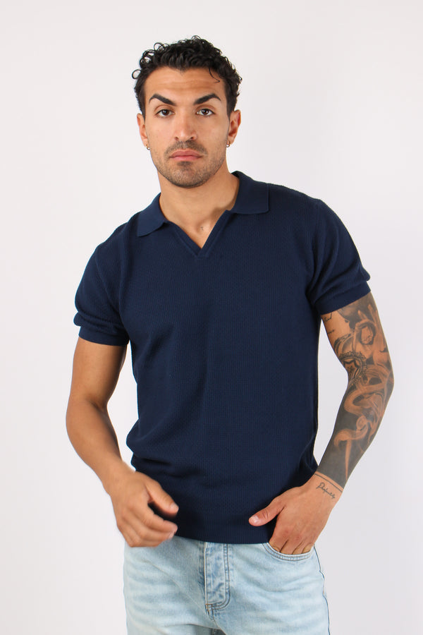 Polo Derby Punto Riso Blu Navy