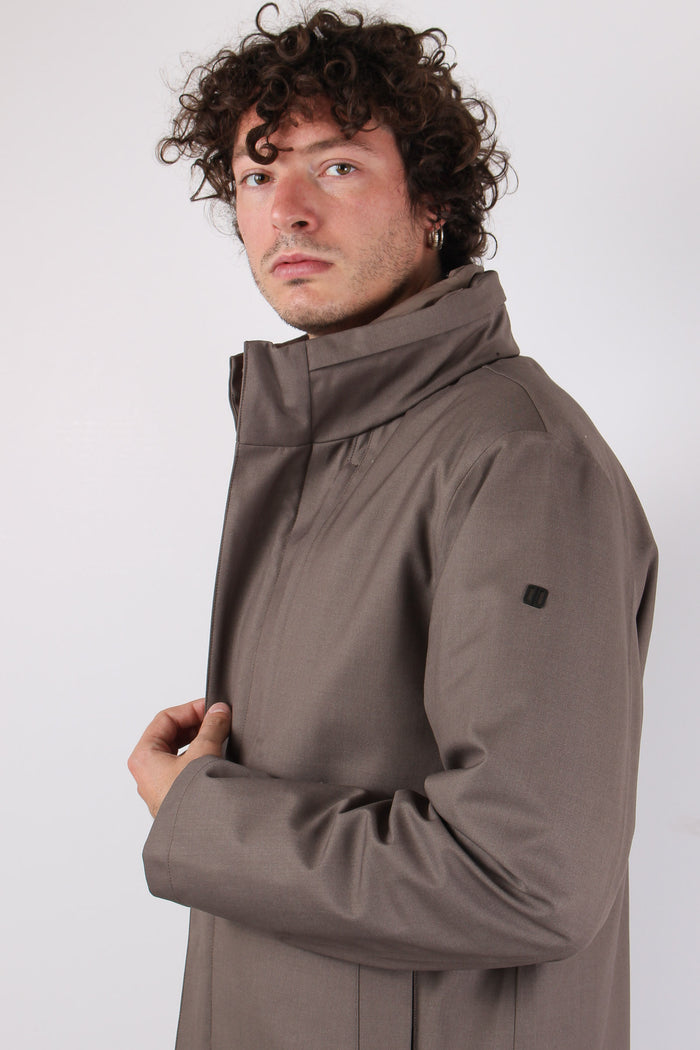 Peacot Imbottito Tasce Applicate Tortora-7