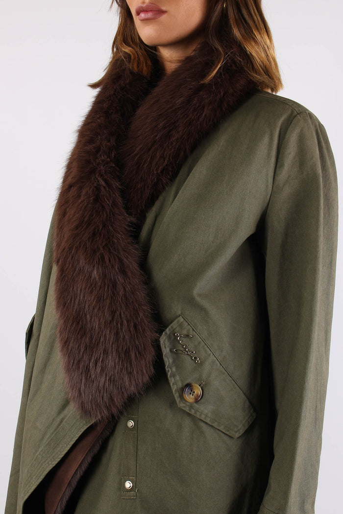 Parka Collo Pelliccia Verde Alpino-7