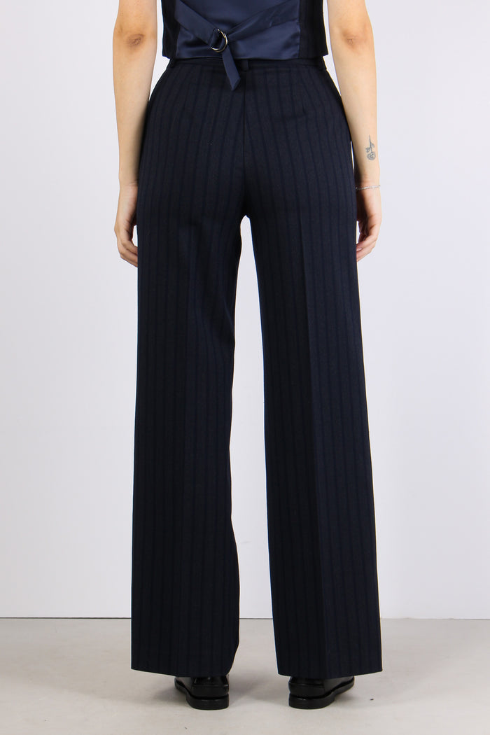 Pantalone Palazzo Gessato Blu/fango-3