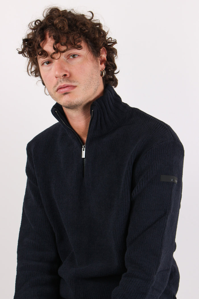 Maglia Mezza Zip Blue Black-7
