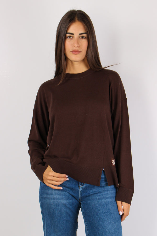 Girocollo Viscosa Lana Cioccolato-2