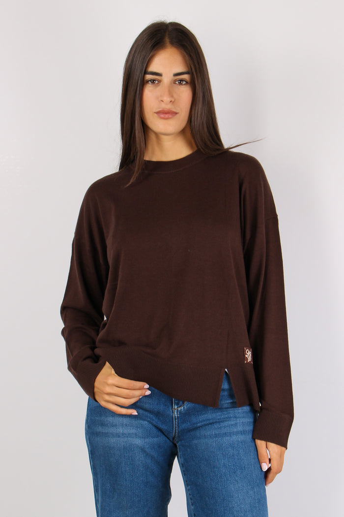 Girocollo Viscosa Lana Cioccolato-2