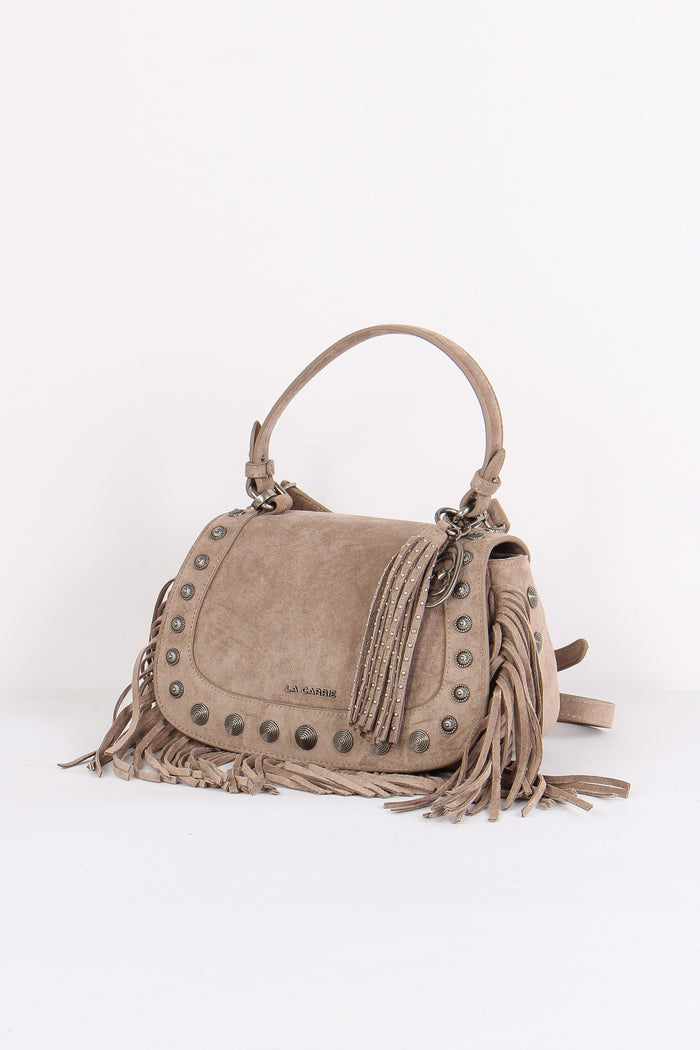 Borsa 1 Manico Suede Borchie Taupe-2