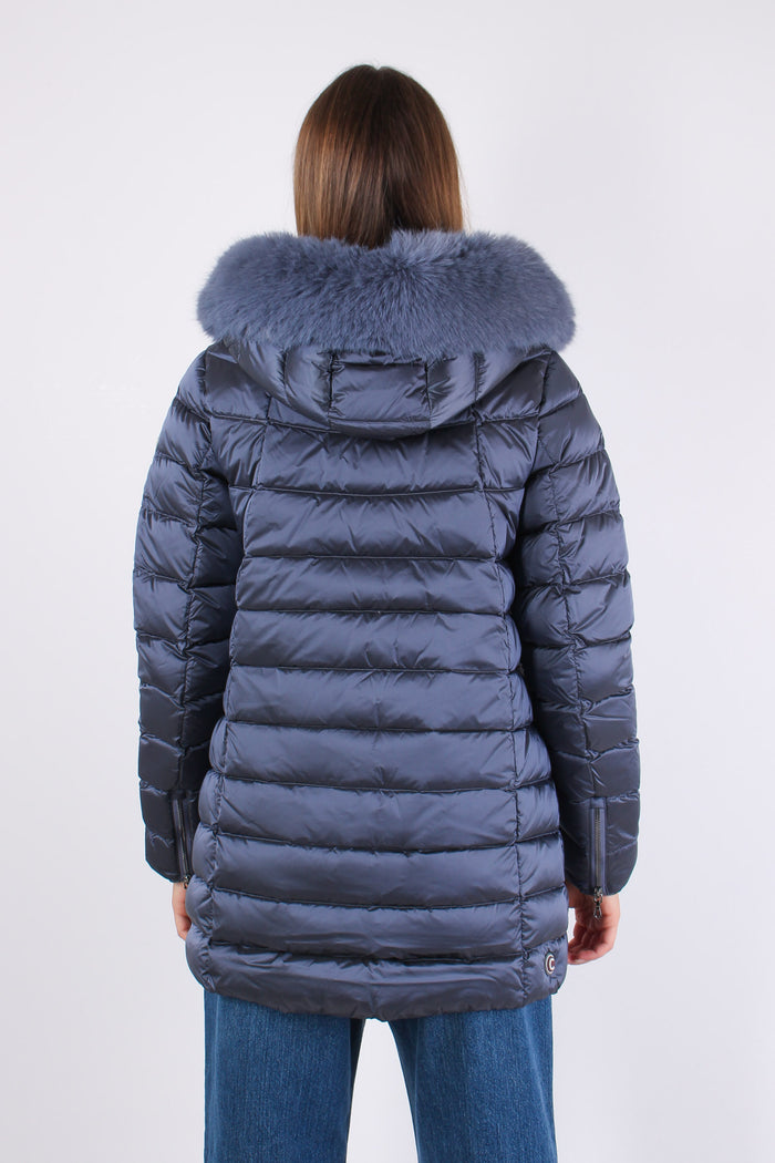 Piumino Svasato Ecopelliccia Dark Profondo-3