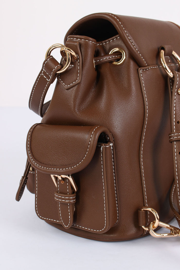 Zaino Logo Multi Tasche Brown-4
