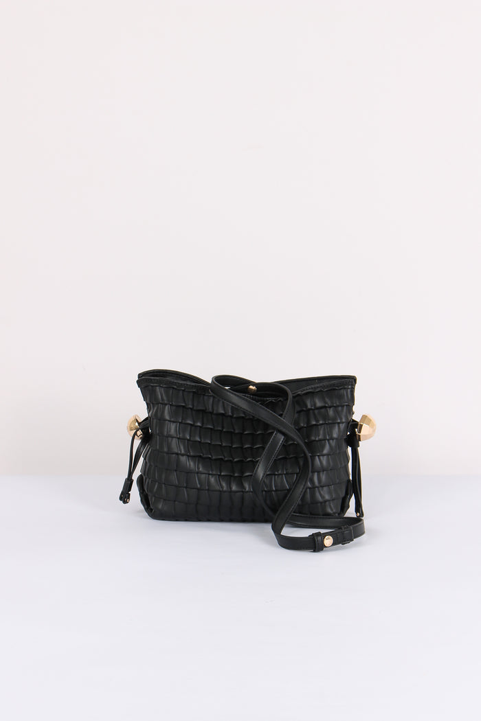 Mini Clutch Riprese Goffrata Nero-3
