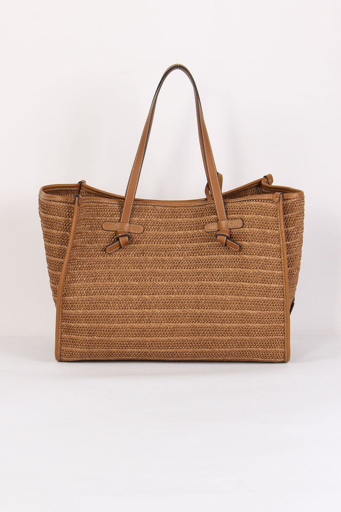 Shopping Rafia Profili Pelle Caramello-4