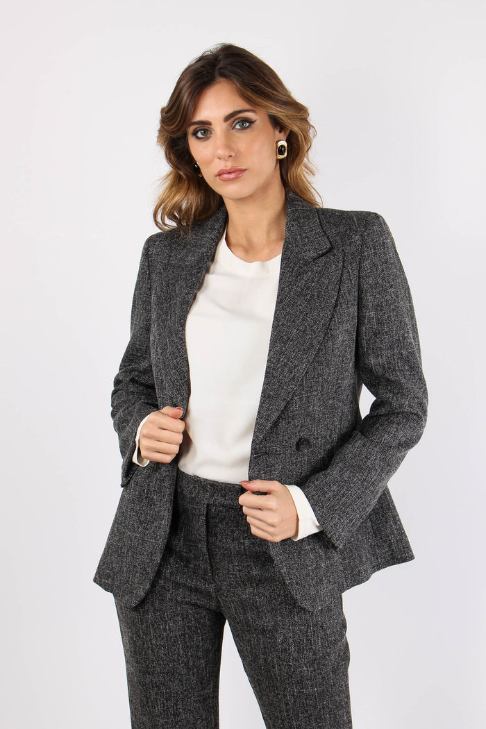 Giacca Tweed Stretch Nero-3