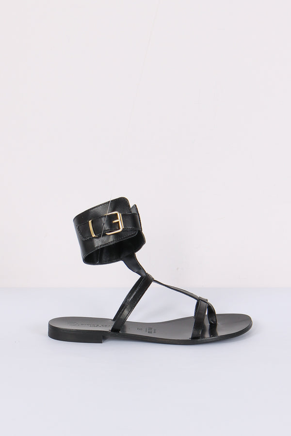 Sandalo Fibbia Caviglia Nero