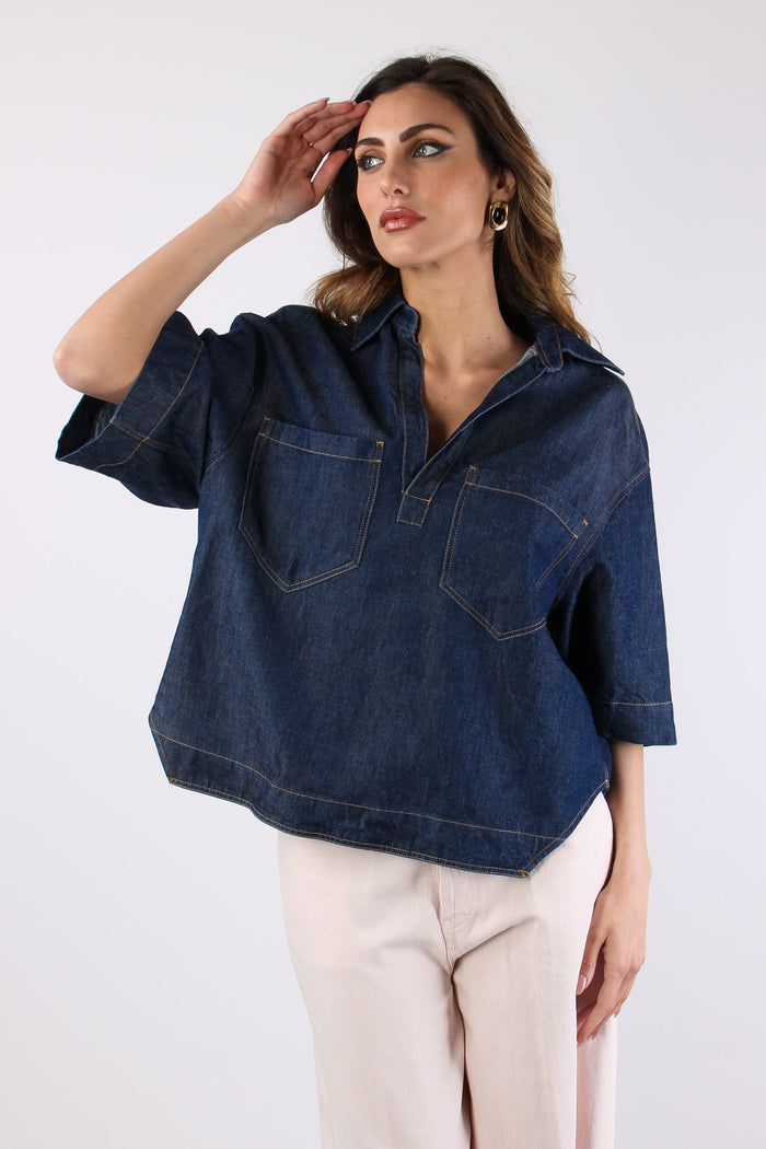Camicia Polo Denim Denim Scuro-4