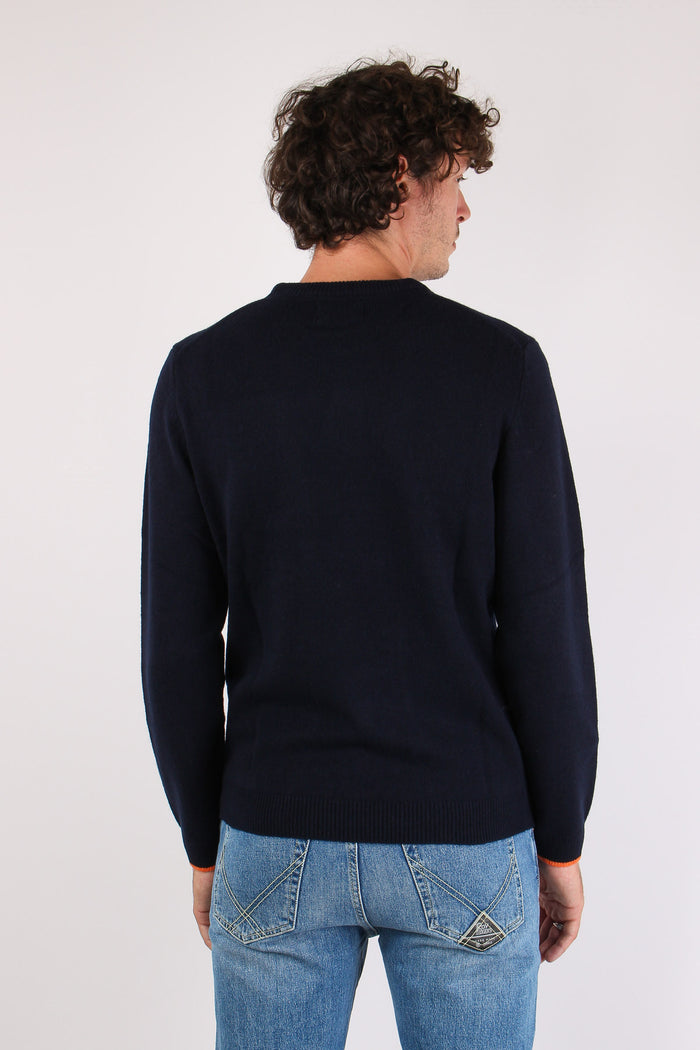 Maglia Lana Logo Navy Blue-5