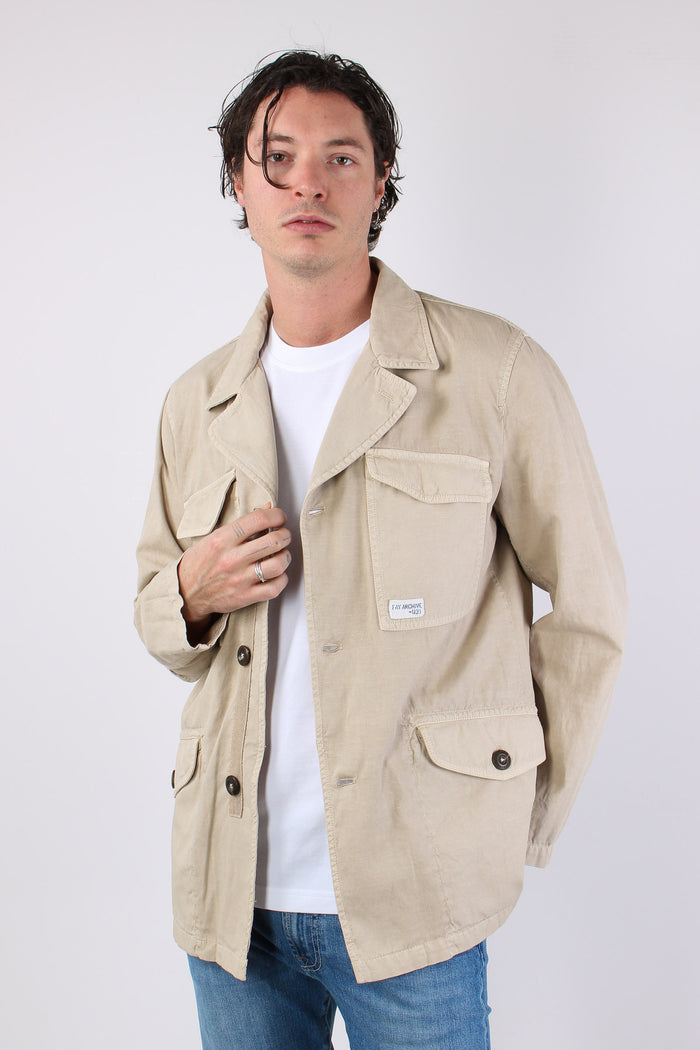Feel Jacket Gabardina Bottoni Beige-3