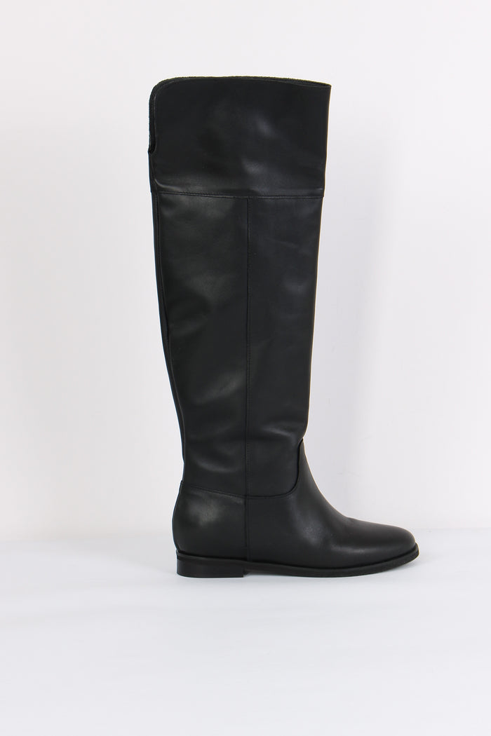 Stivale Alto Zeppa Interna Pel Nero-6