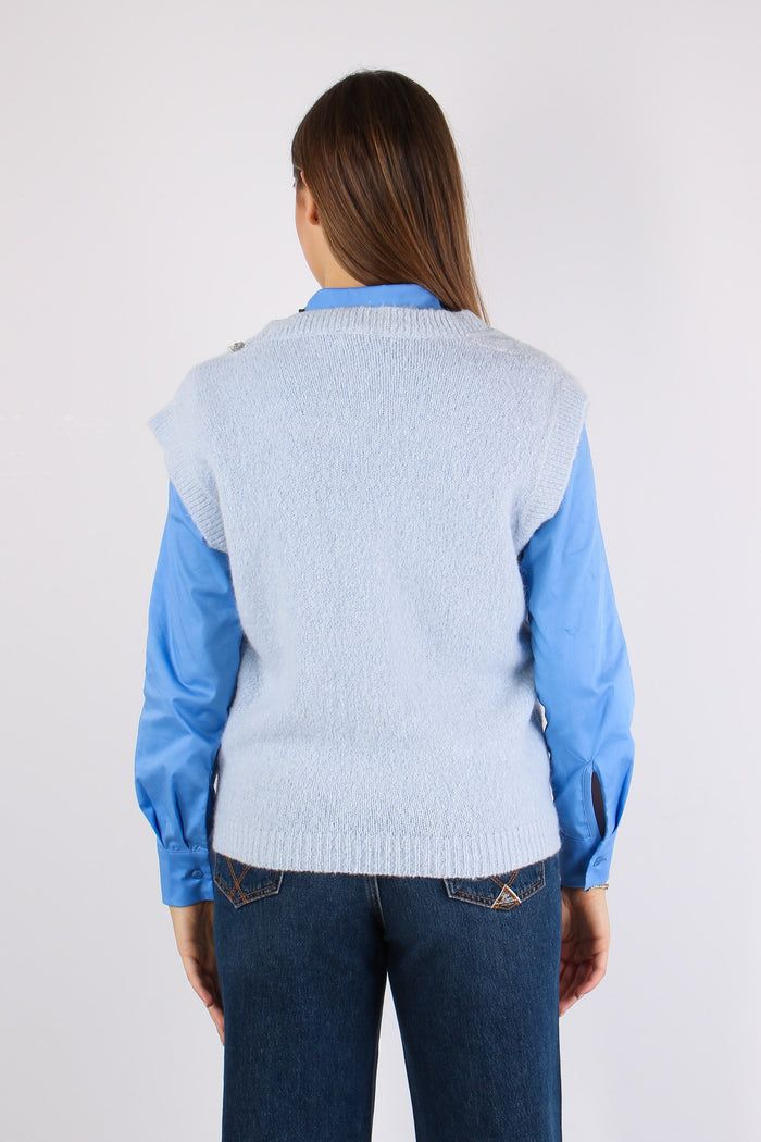 Gilet Profilo Gioiello Misto A Azzurro-4