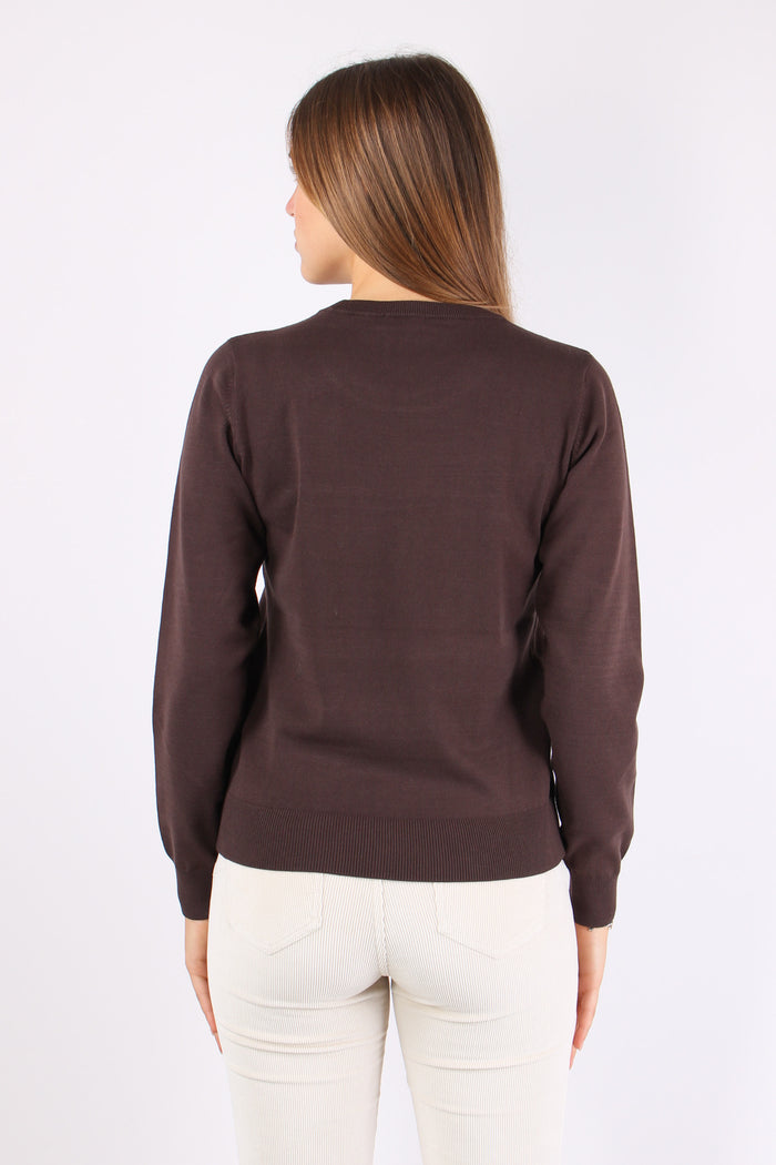 Maglia Logo Viscosa Cioccolato-5