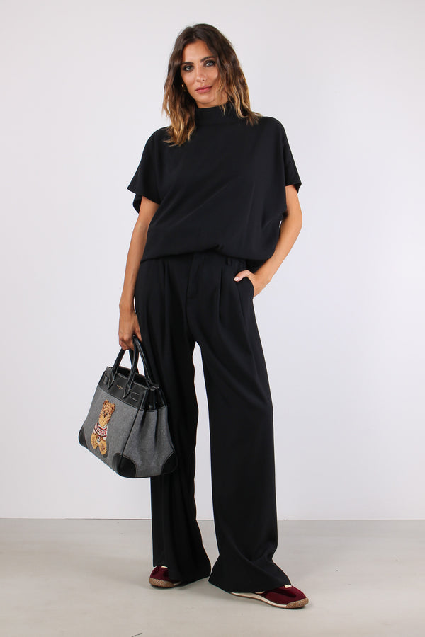Pantalone Pences Crepe Nero