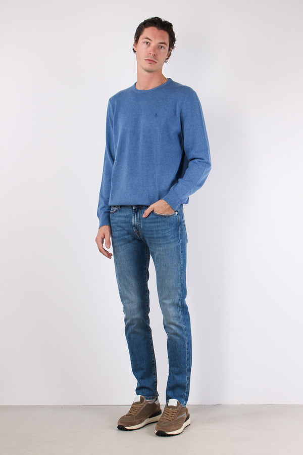 Maglia Girocollo Lambswool Hunter Navy-2