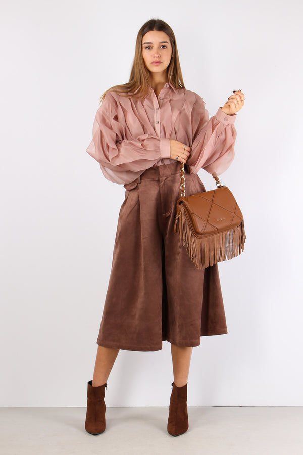 Camicia Collo Petali Cipria