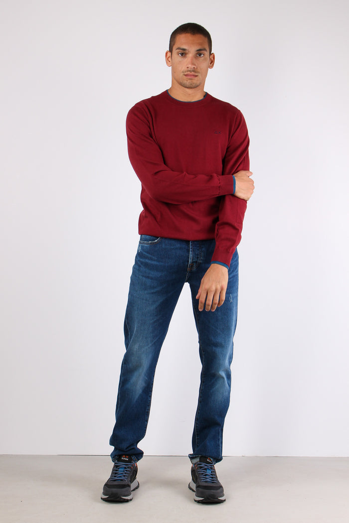 Maglia Misto Lana Profilo Coll Bordeaux-3