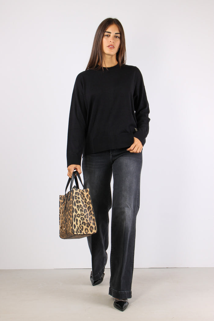 Girocollo Viscosa Lana Nero-5