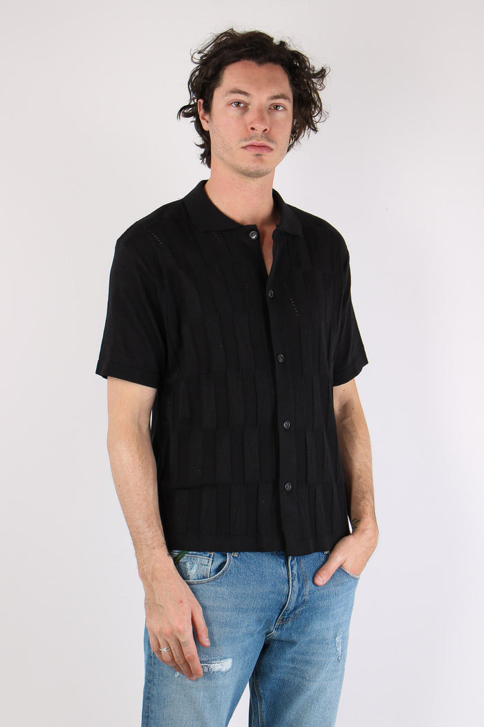 Camicia Lavorata Triangoli Nero-6