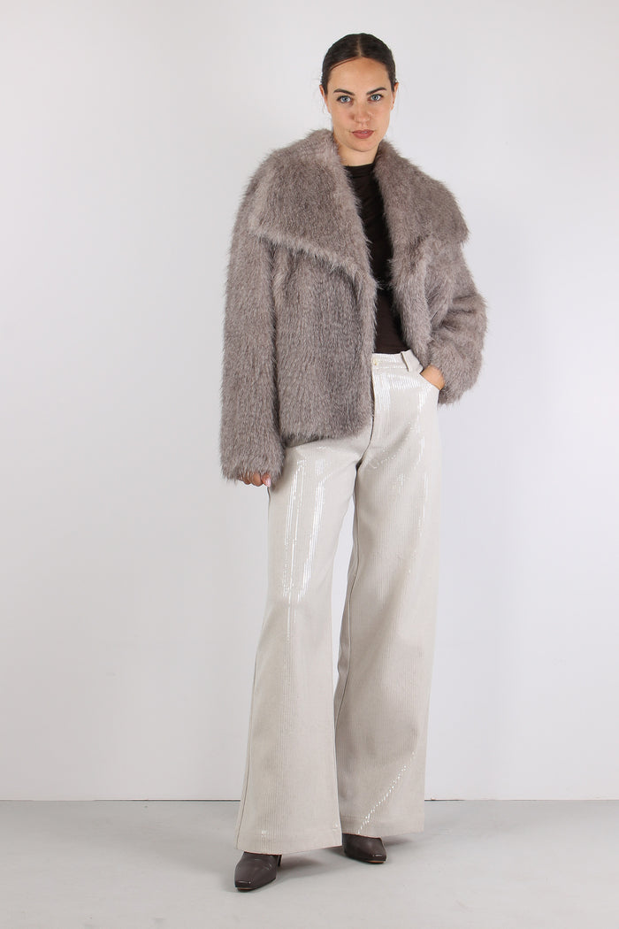 Pantalone Palazzo Paillettes Ecru