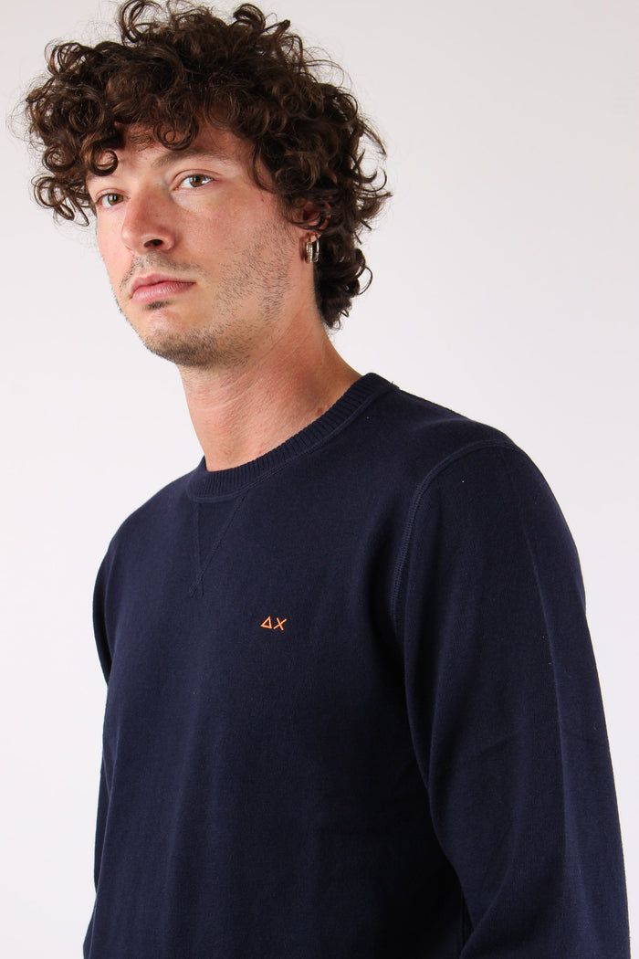 Maglia Girocollo Effetto Felpa Navy Blue-6