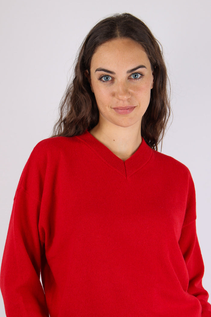 Mllbuono Maqglia Scollo V Rosso-7