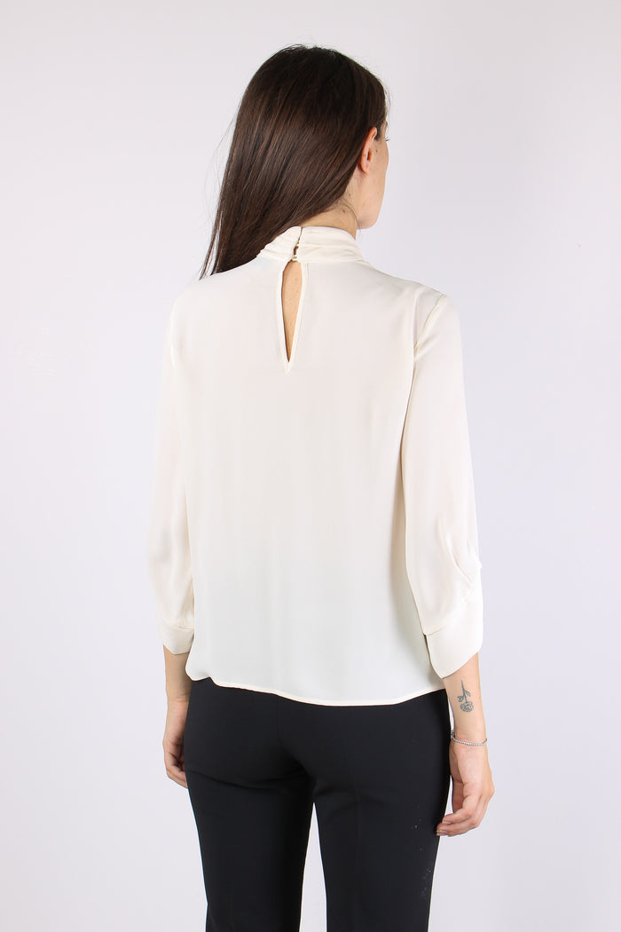 Blusa Georgette Cravatta Burro/nero-6