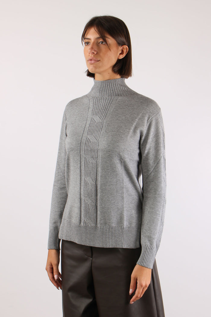 Maglia Viscosa Treccia Grigio-4