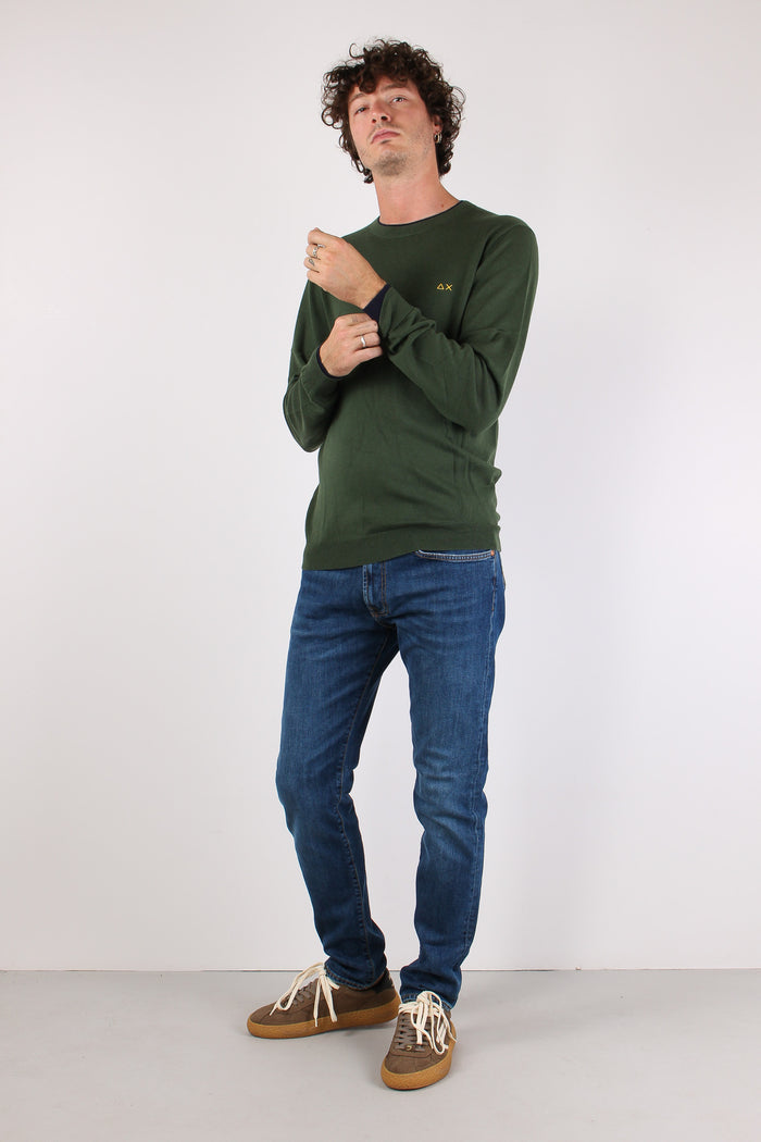 Maglia Girocollo Profilo Contrasto Verde-2