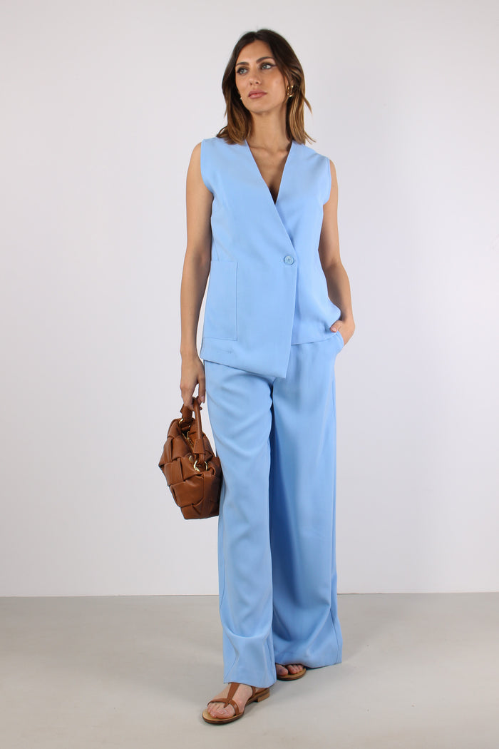 Pantalone Palazzo Misto Viscos Azzurro-5