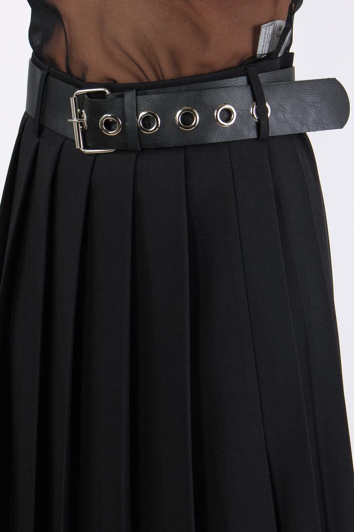 Gonna Midi Pieghe Nero-6