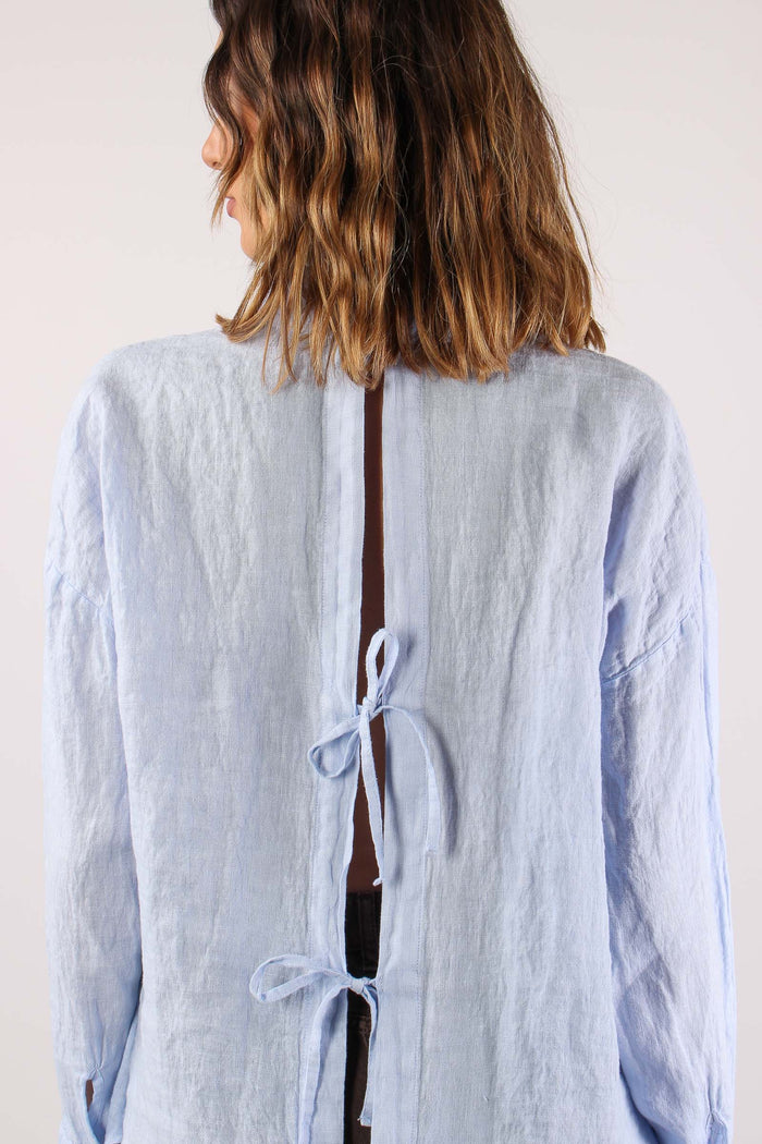 Camicia Lino Retro Fiocchi Azzurro-8