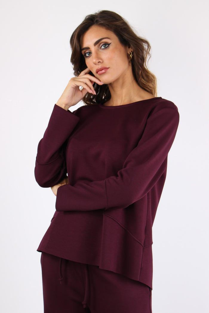 Felpa Girocollo Modal Vino-3
