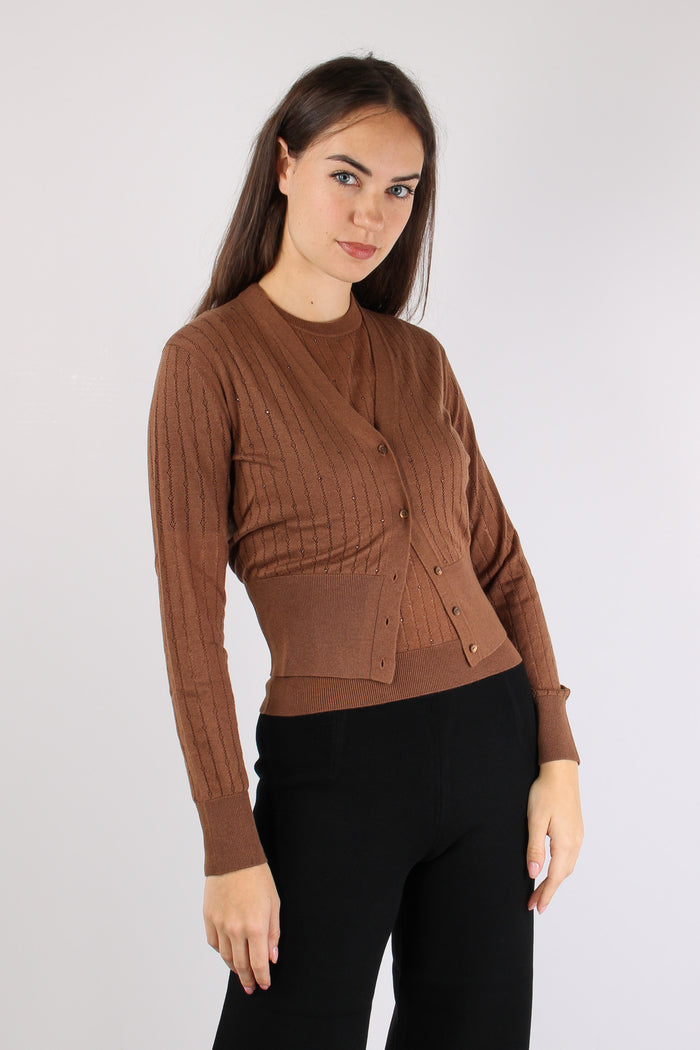 Nogara Cardigan Filato Lana Visone-10