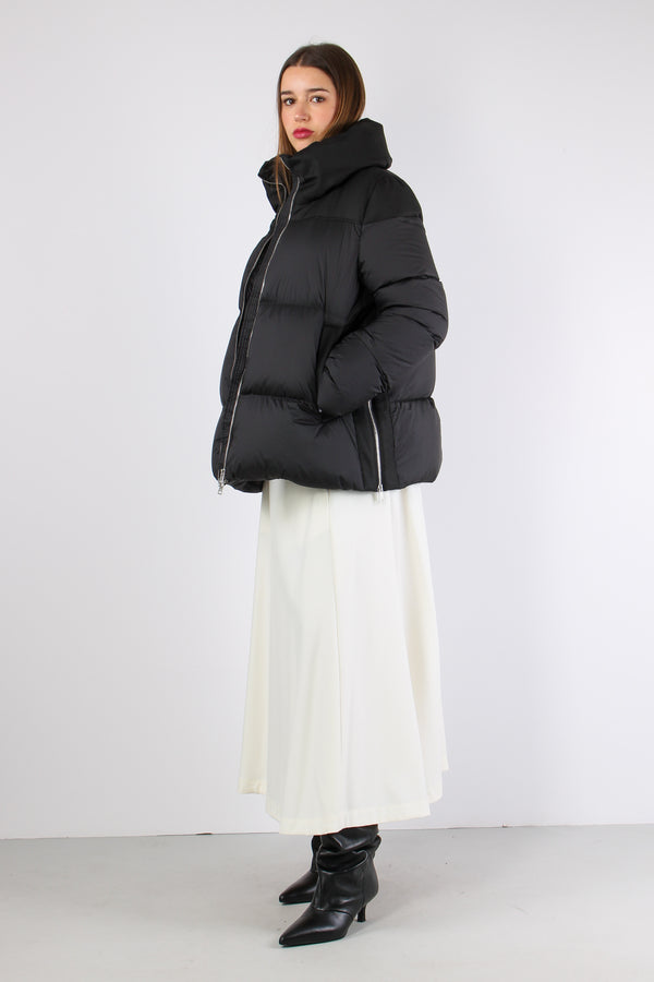 Piumino Zip Bimateriale Black