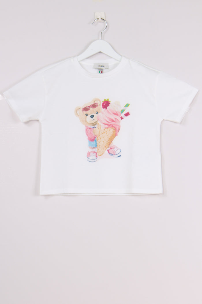 T-shirt Orsetto Strass Off White