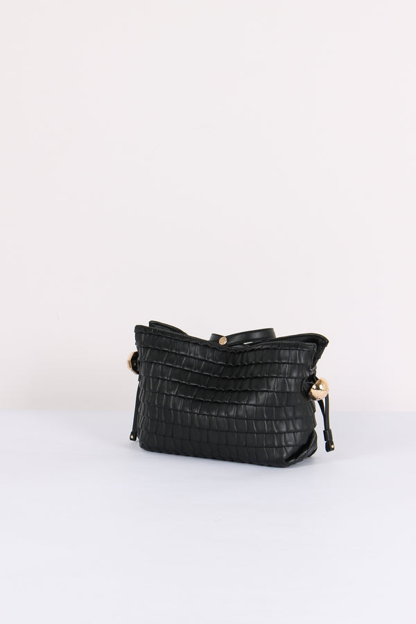 Mini Clutch Riprese Goffrata Nero-2