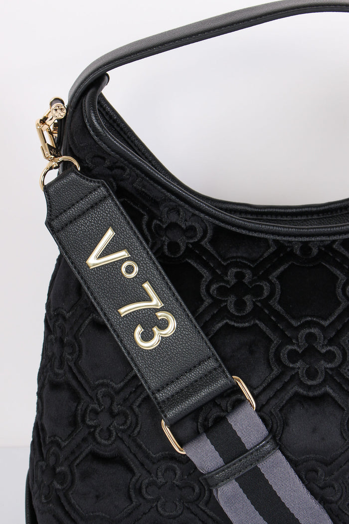 Cate Hobo Velluto Jacquard Nero/grigio-5