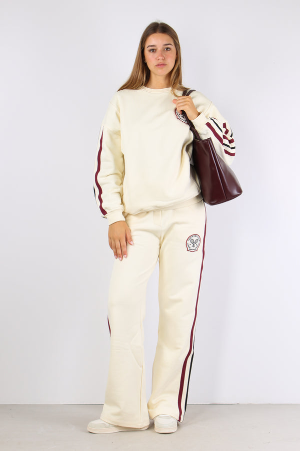 Felpa Regular Logo Tennis Bianco Burro