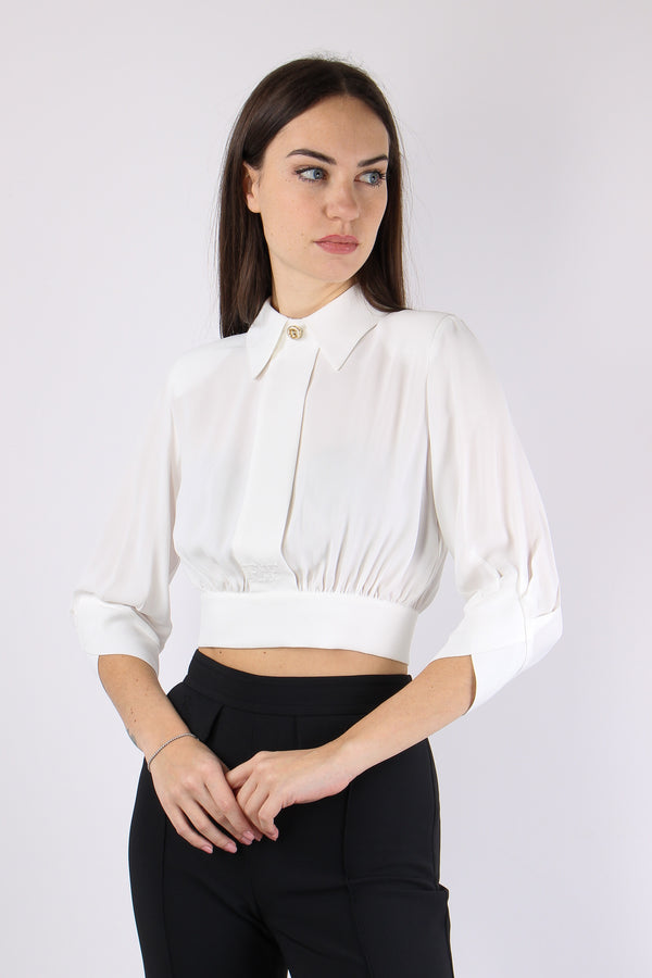 Camicia Corta Logo Avorio-2