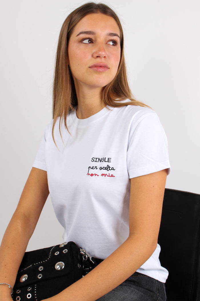 T-shirt Ricamo Single Per Scel Bianco-3