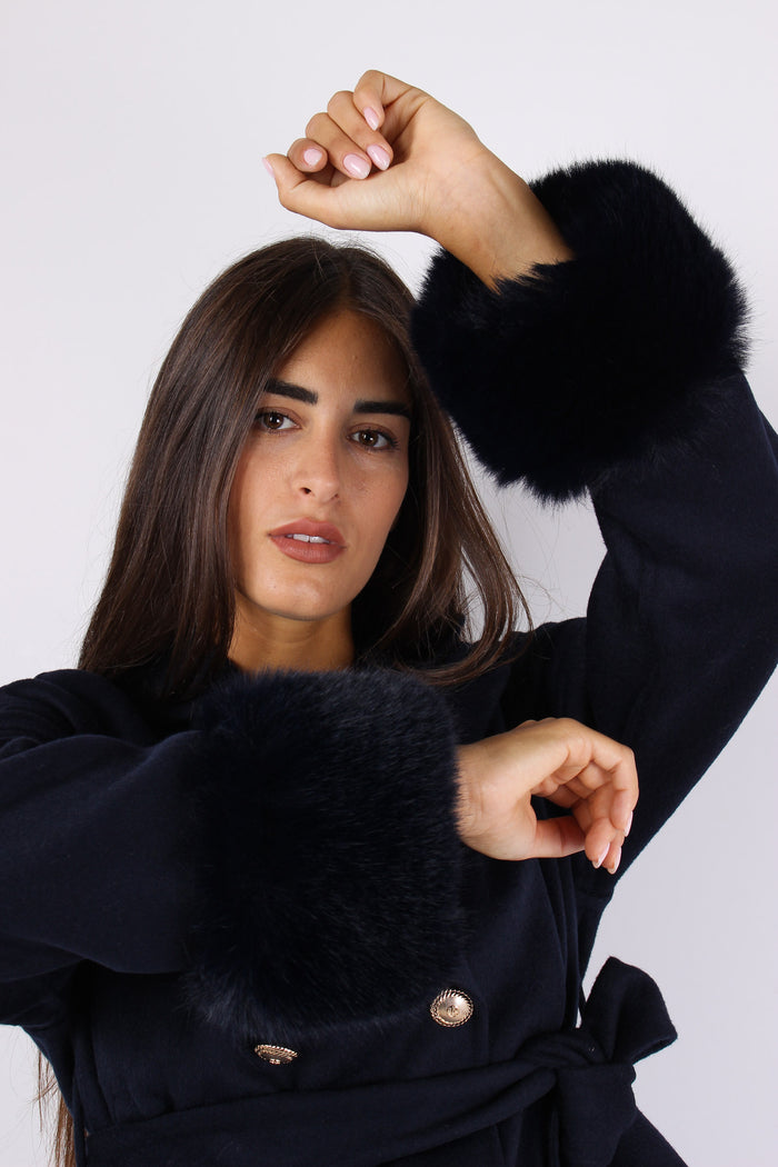 San_paolo Cappotto Corto Bordi Total Blu-6