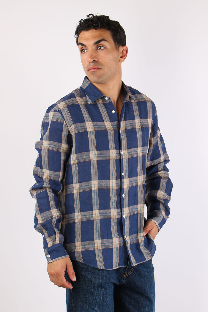 Camicia Madras Lino Navy-6