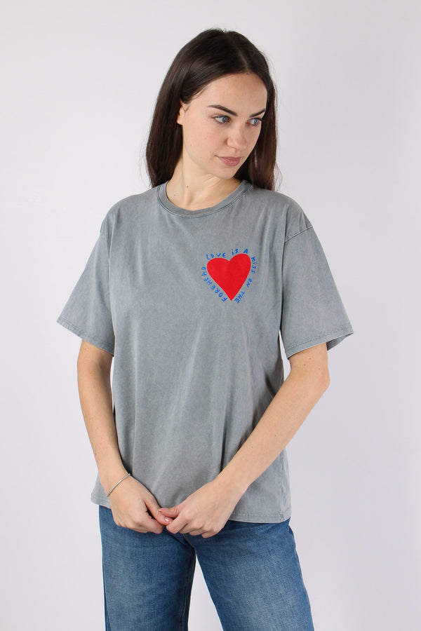 T-shirt Stampa Cuore Grigio-2