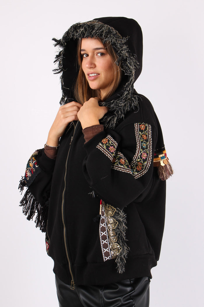 Felpa Zip Passamanneria Intern Nero-11