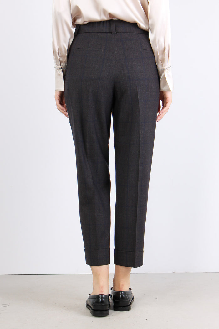 Pantalone Quadri Monile Blu/marrone-5