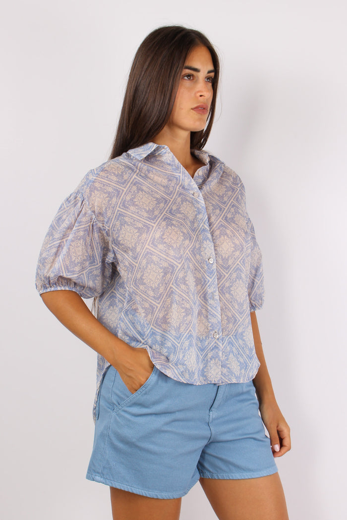 Camicia Manica Sbuffo Azzurro-6